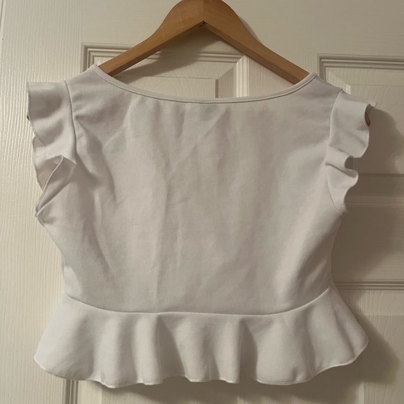 White Ruffle Sleeve Top - Picture 2 of 4